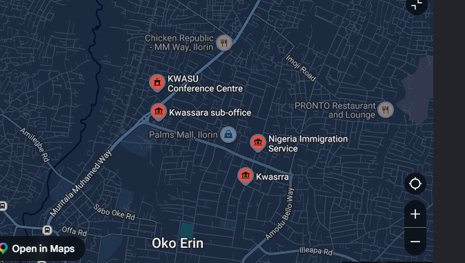 Map showing Geopoint Drilling Company office at Fate Road, Opp Kwassip Office, Ilorin, Kwara State